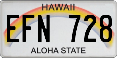 HI license plate EFN728
