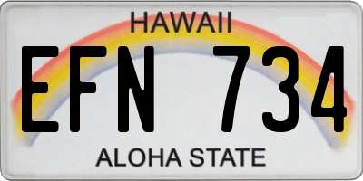 HI license plate EFN734