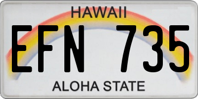 HI license plate EFN735