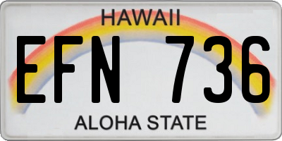 HI license plate EFN736
