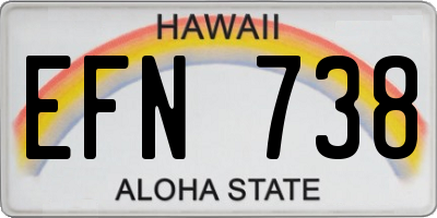 HI license plate EFN738