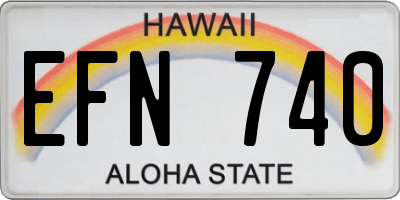 HI license plate EFN740