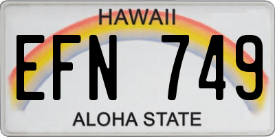 HI license plate EFN749