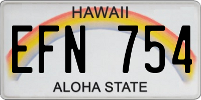HI license plate EFN754