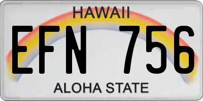 HI license plate EFN756
