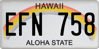 HI license plate EFN758