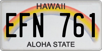 HI license plate EFN761