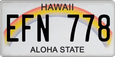 HI license plate EFN778