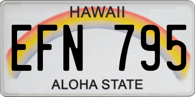 HI license plate EFN795