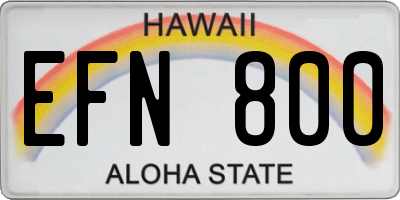 HI license plate EFN800