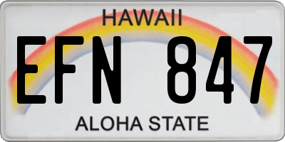 HI license plate EFN847