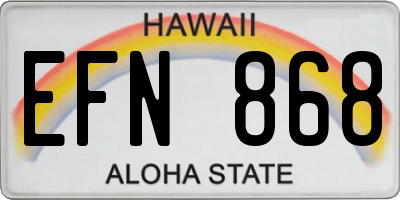 HI license plate EFN868