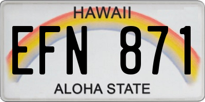 HI license plate EFN871