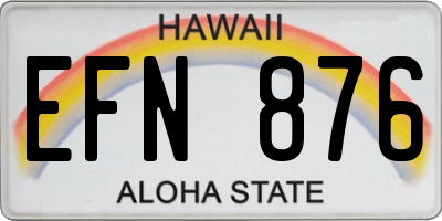 HI license plate EFN876