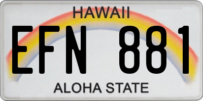 HI license plate EFN881