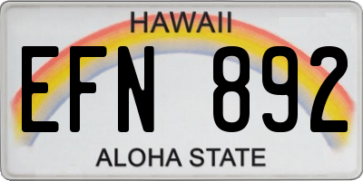 HI license plate EFN892