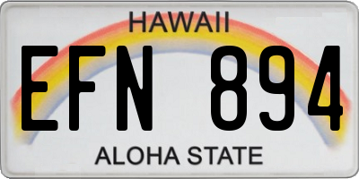 HI license plate EFN894