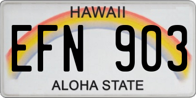 HI license plate EFN903
