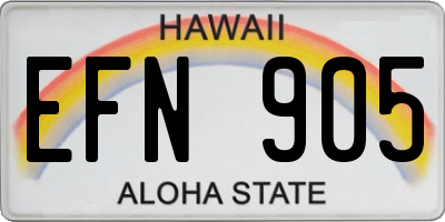 HI license plate EFN905