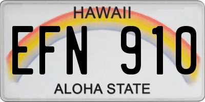 HI license plate EFN910