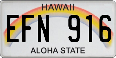 HI license plate EFN916