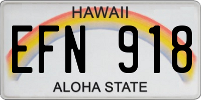 HI license plate EFN918