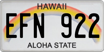 HI license plate EFN922