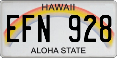 HI license plate EFN928