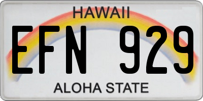 HI license plate EFN929