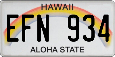 HI license plate EFN934
