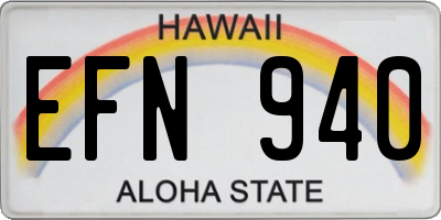 HI license plate EFN940