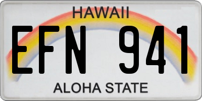 HI license plate EFN941