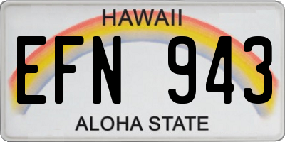 HI license plate EFN943