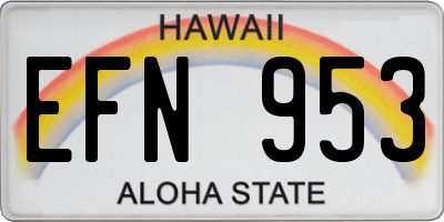 HI license plate EFN953