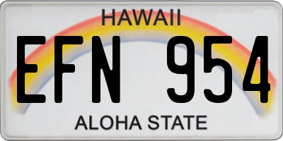 HI license plate EFN954