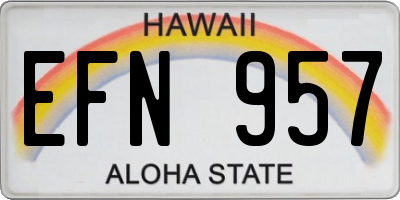 HI license plate EFN957