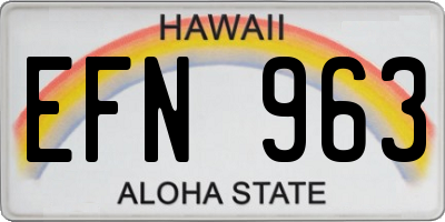 HI license plate EFN963
