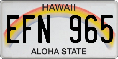 HI license plate EFN965