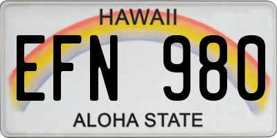 HI license plate EFN980