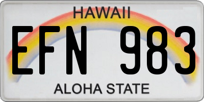 HI license plate EFN983