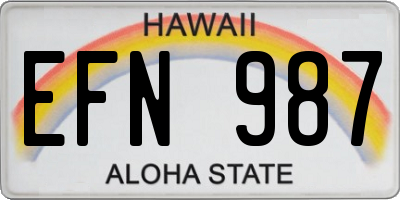 HI license plate EFN987