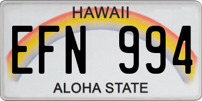 HI license plate EFN994