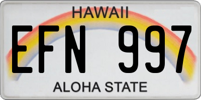 HI license plate EFN997