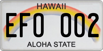 HI license plate EFO002