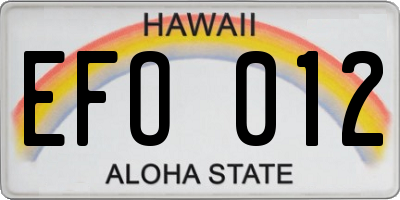 HI license plate EFO012
