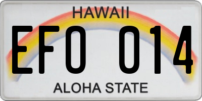 HI license plate EFO014