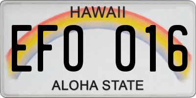 HI license plate EFO016