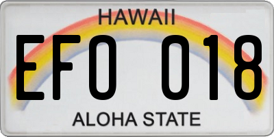 HI license plate EFO018