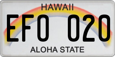 HI license plate EFO020
