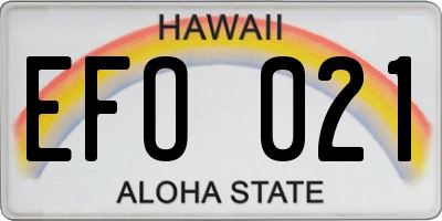 HI license plate EFO021